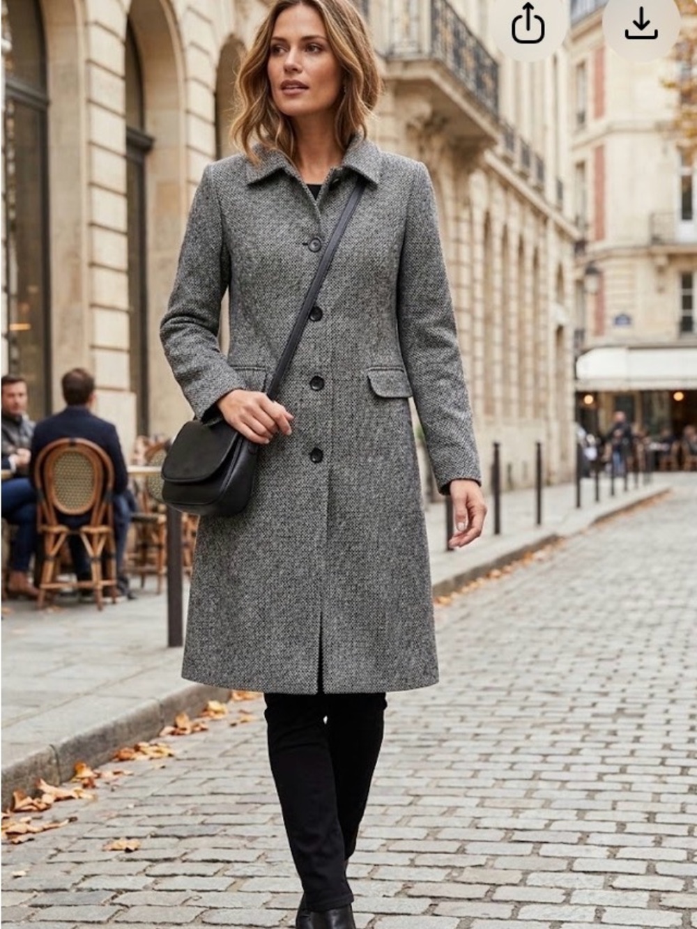 Ann Taylor Grey Herringbone Single-Breasted Wool Trench Coat